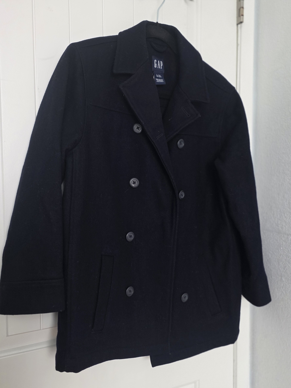 GAP Men's Double-Breasted Peacoat in Black